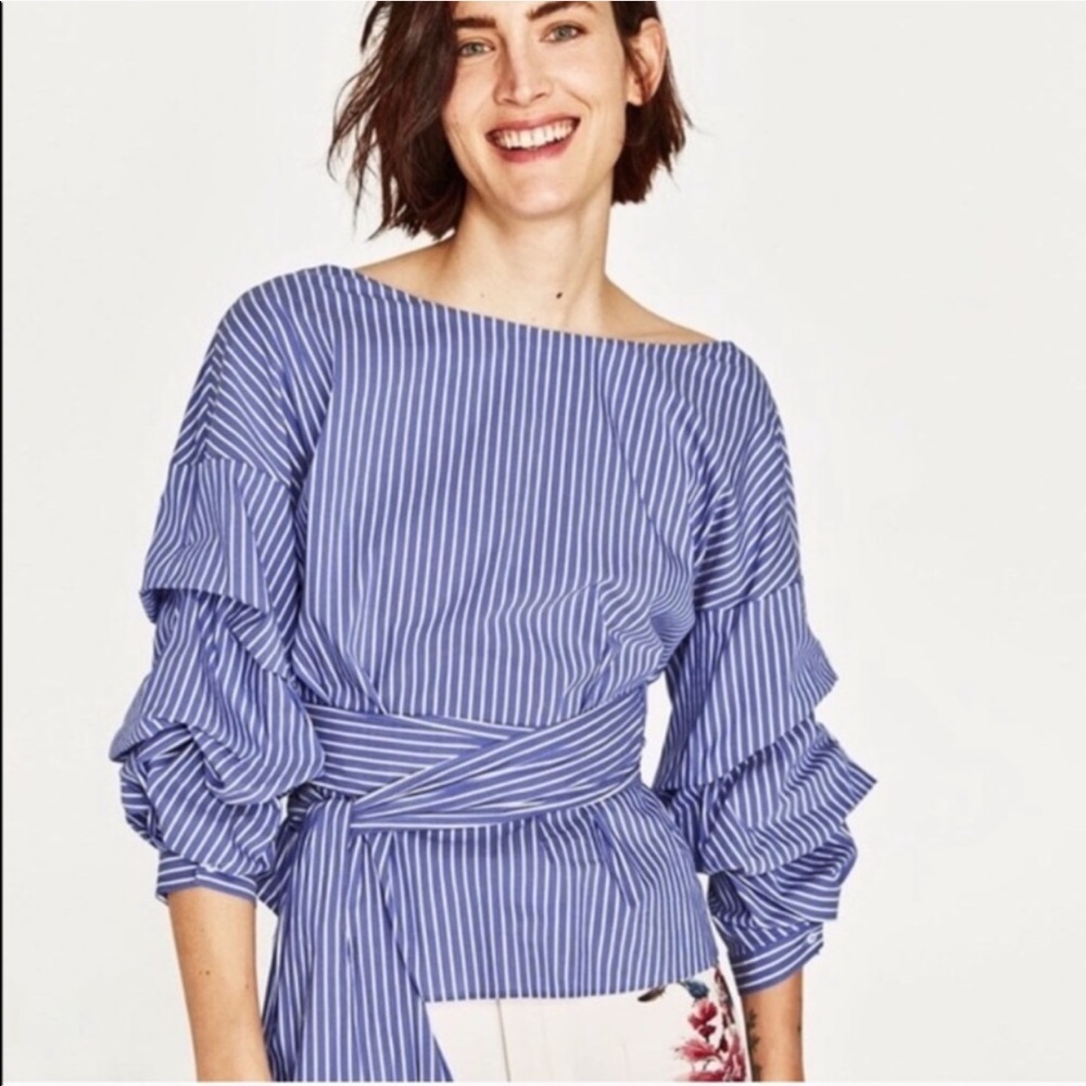 ⚠️ENDING SOON Zara Striped Wrap Shirt in Red - Picture 9 of 11